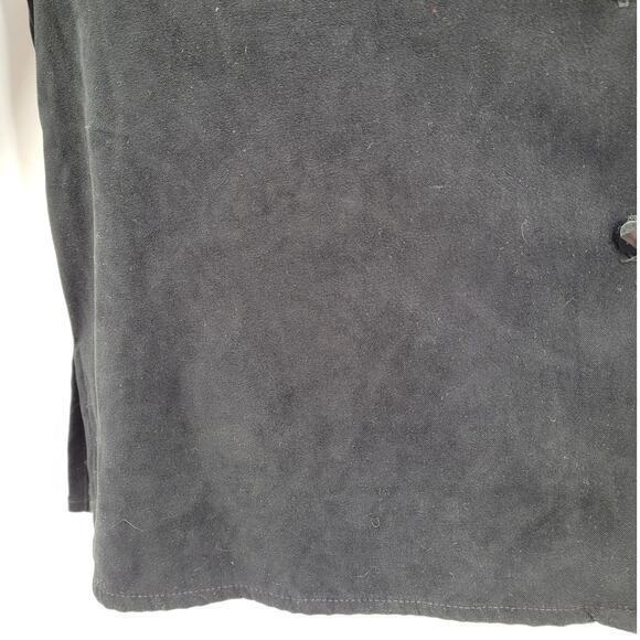 BCBG‎ MaxAzria Vintage Black Microfiber Faceted Button Up Dess Shirt Blouse - Picture 9 of 16